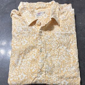 Faherty Men's Cream and Yellow Patterned Shirt